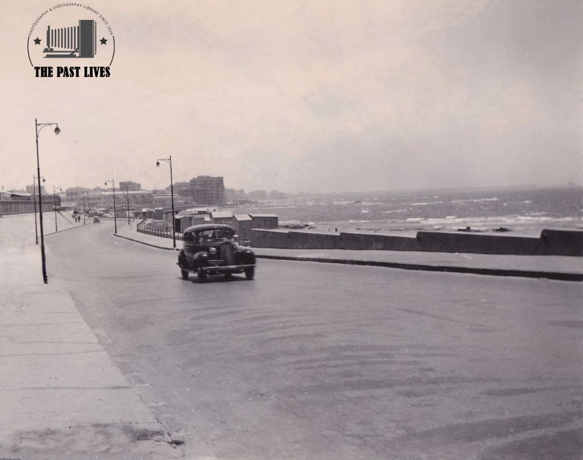 1933 Egypt, Alexandria   A car on the Corniche Road