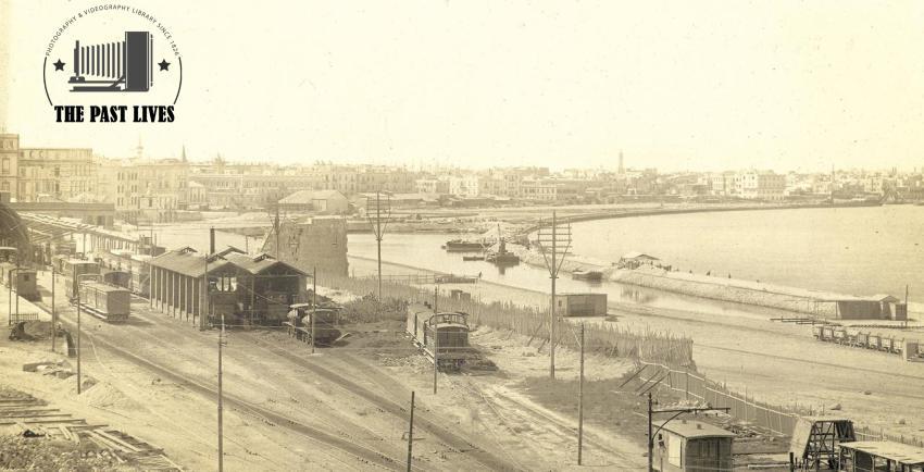 Alexandria - Raml Station, sea reclamation to construct the Corniche Road, 1900