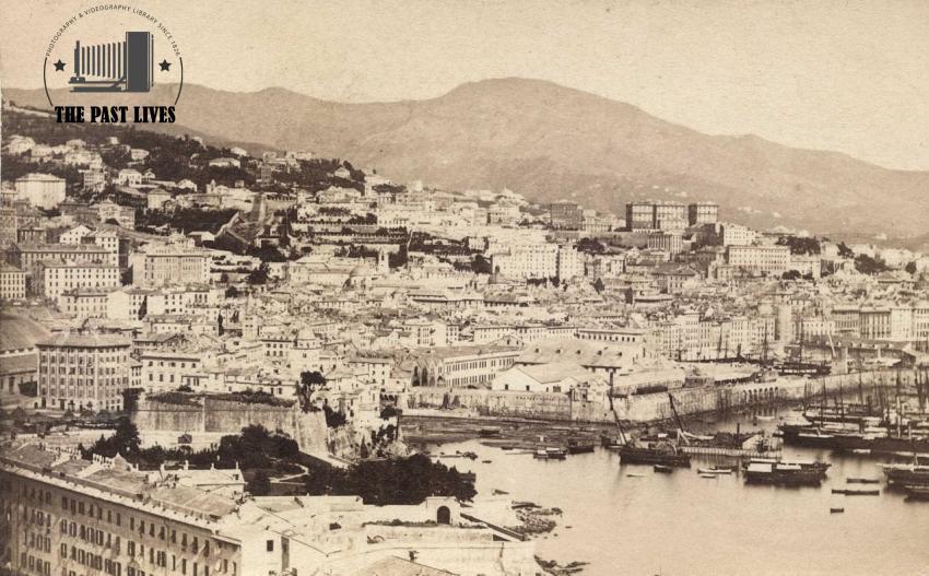View of the city of Genoa in Italy in 1865