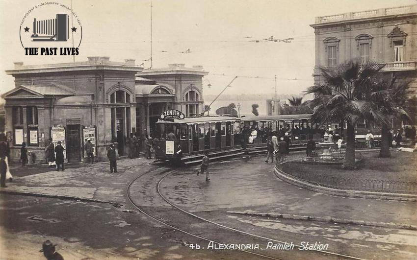 1920 Egypt, Alexandria , The Ramleh Station Trams