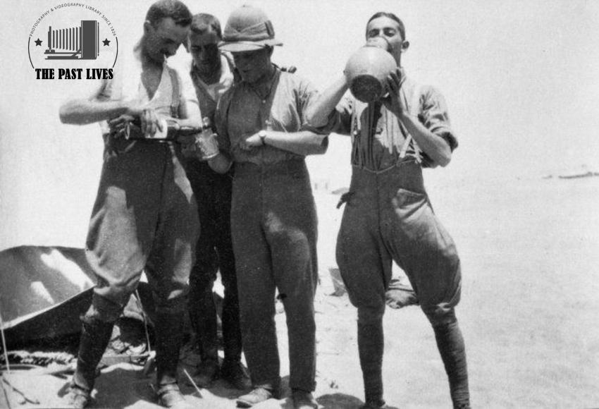1915 Four New Zealand soldiers, Sidi Bishr, Egypt