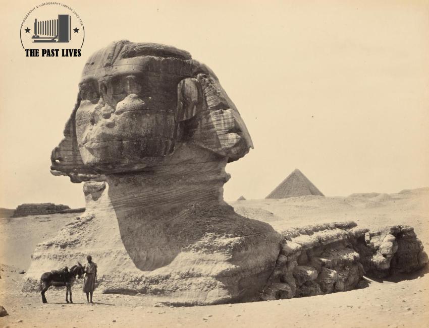 Egypt, Great Sphinx at the Giza Pyramids, 1858