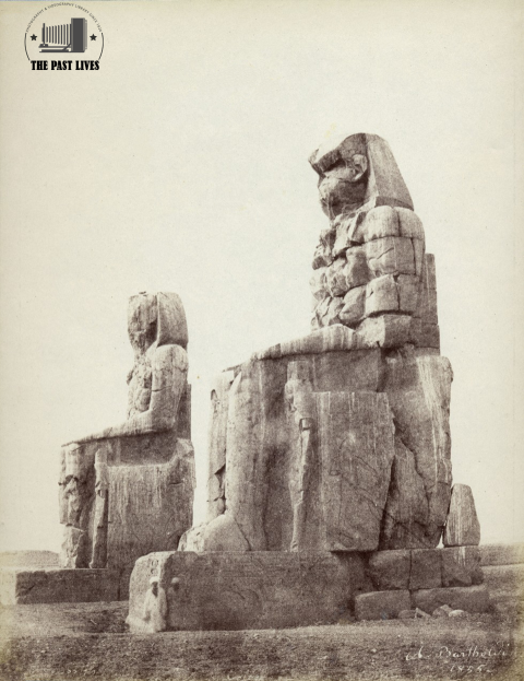 Egypt - Luxor, Colossi of Memnon, 1855