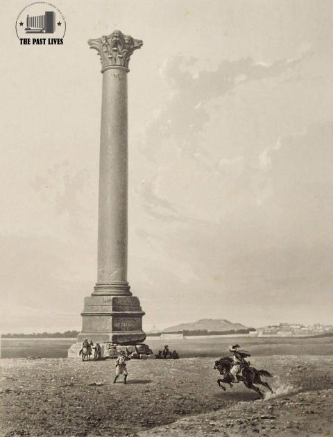Egypt, Alexandria , the first photograph of  Pompey's Pillar 1839