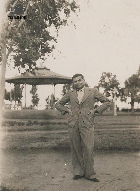 Egypt, Man posing in a garden in Beni Suef 1937
